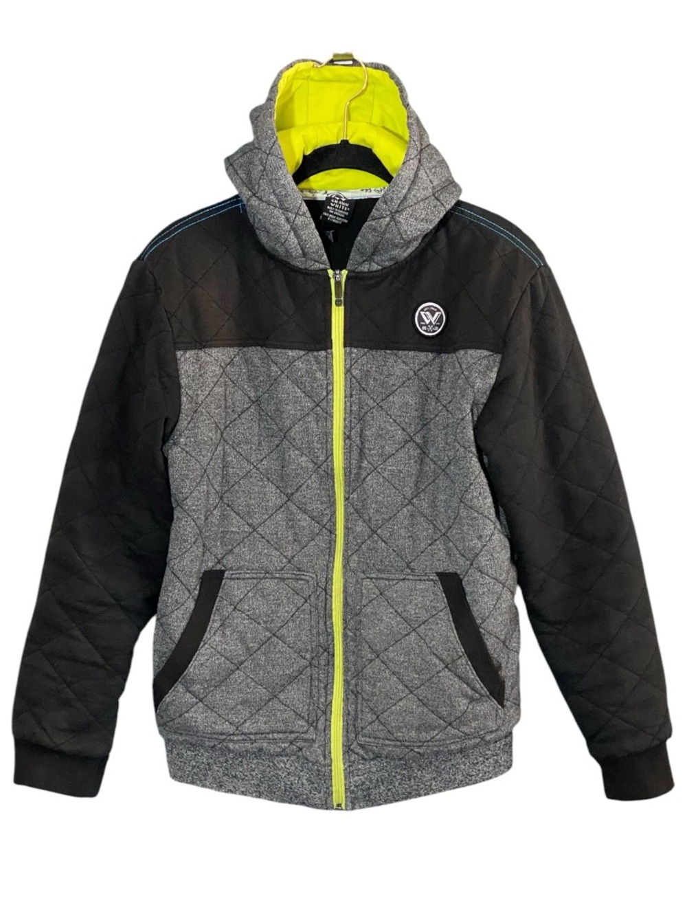 Shaun White Boys Quilted Hoodie Jacket L 12-14 Black Gray Skater Snowboard